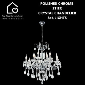 Polished Chrome 2Tier Crystal Chandelier  - 8+4 Lights