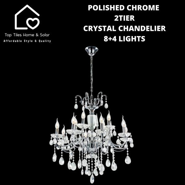 Polished Chrome 2Tier Crystal Chandelier  - 8+4 Lights
