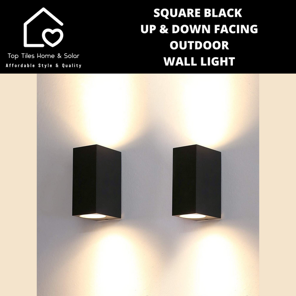 Square Black Up & Down Facing Outdoor Wall Light