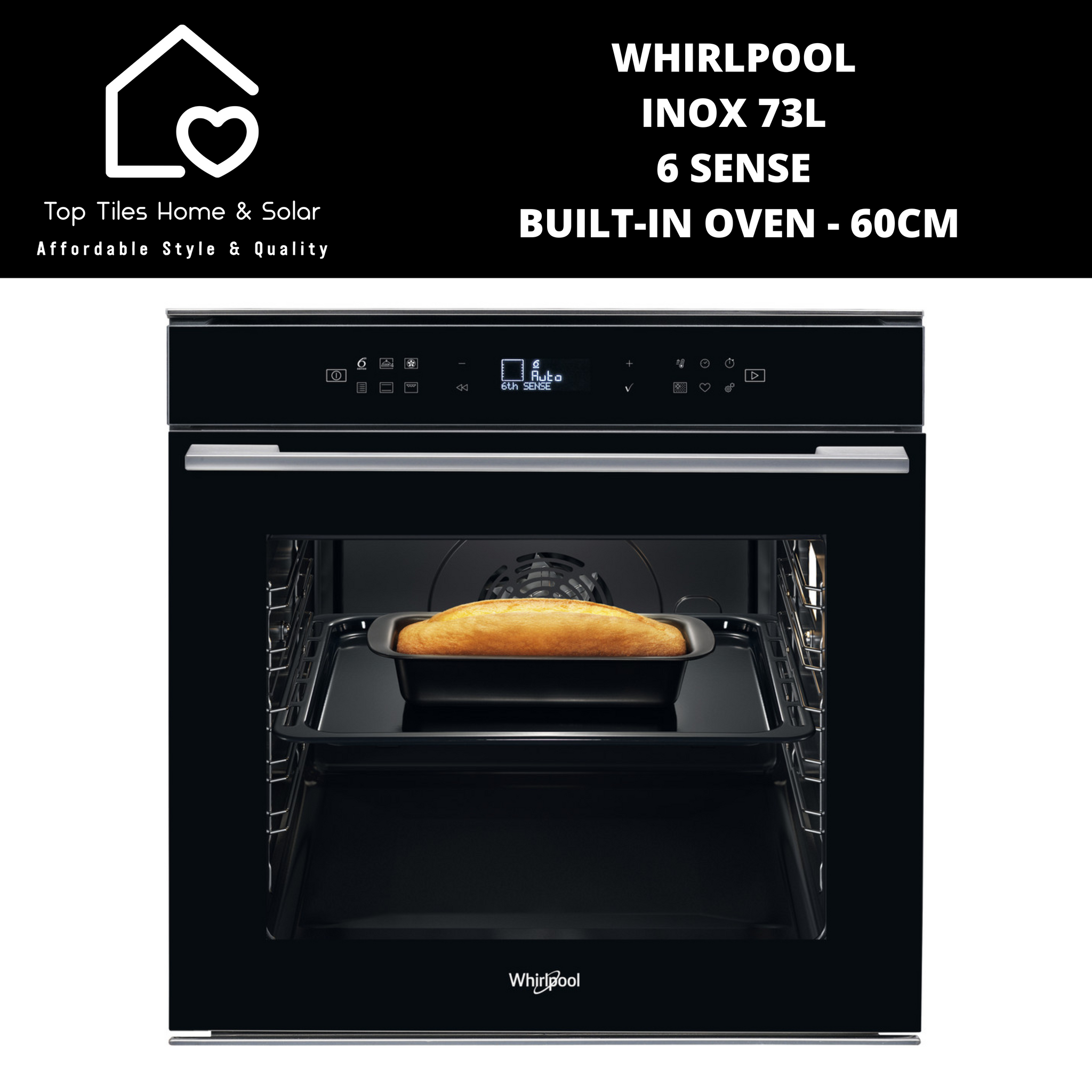 Whirlpool Black 73L 6 Sense Built-In Oven - 60cm