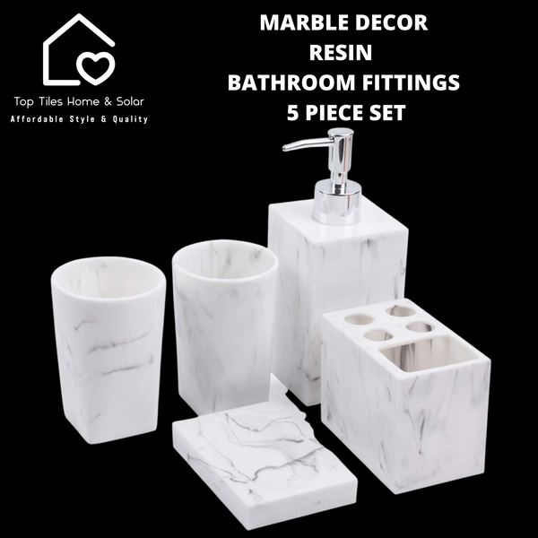 Marble Decor Resin Bathroom Fittings - 5 Piece Set