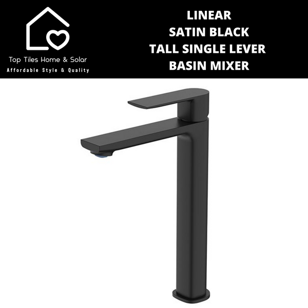 Linear Satin Black Tall Single Lever Basin Mixer