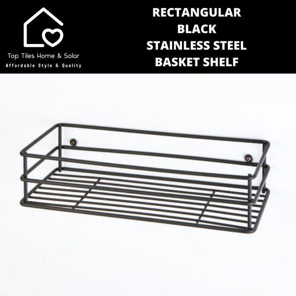 Rectangular Black Stainless Steel Basket Shelf