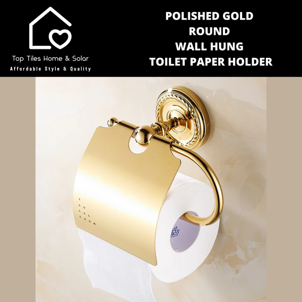 Polished Gold Round Wall Hung Toilet Paper Holder