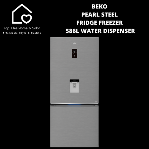 Beko Inova Pearl Steel Combi Fridge Freezer - 586L Water Dispenser