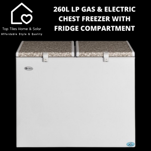 White LP Gas & Electric Double Bin Fridge Freezer- 260L
