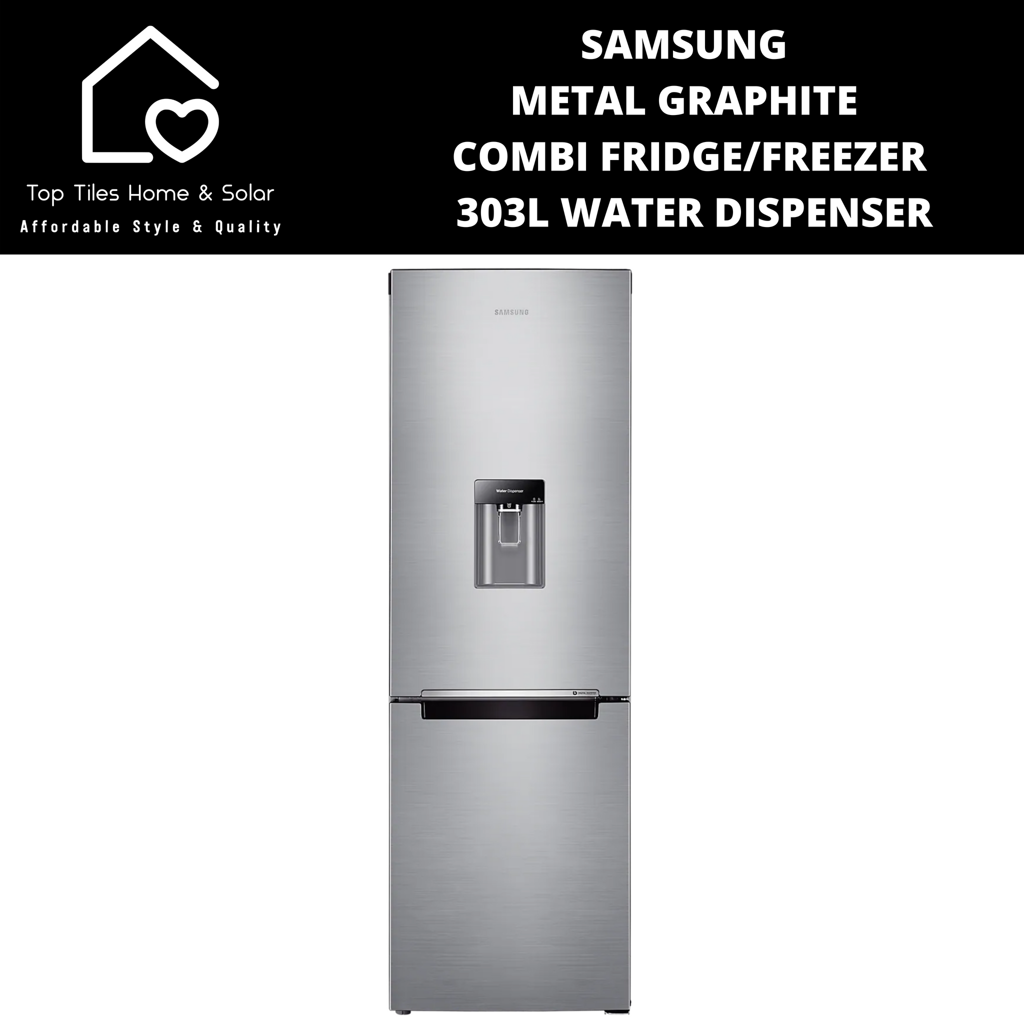 Samsung Metal Graphite Combi Fridge Freezer 303L Water Dispenser
