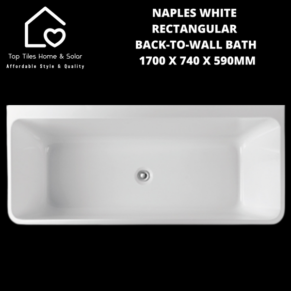 Naples White Rectangular Back-To-Wall Bath - 1700 x 740 x 590mm