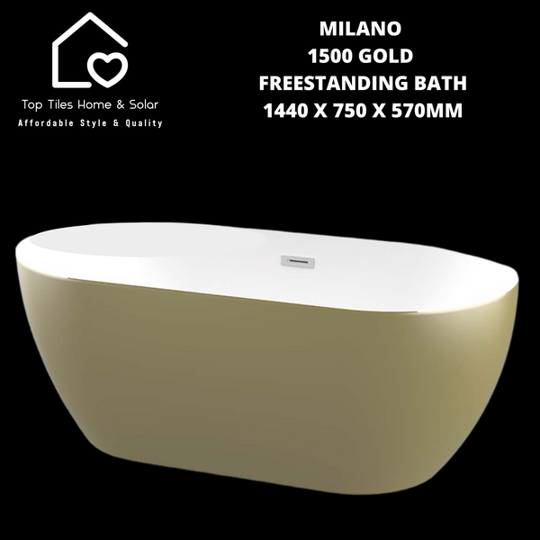 Milano 1500 Gold Freestanding Bath - 1440 x 750 x 570mm