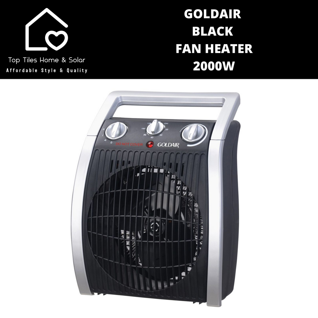 Goldair Black Fan Heater 2000W Top Tiles Home & Solar