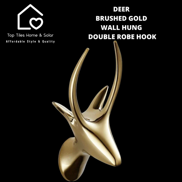 Deer Brushed Gold Wall Hung Double Robe Hook