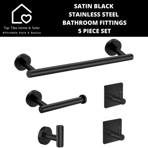 Satin Black Stainless Steel Bathroom Fittings - 5 Piece Set