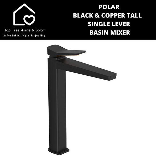 Polar Black & Copper Tall Single Lever Basin Mixer