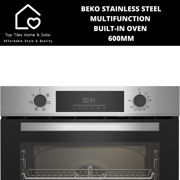 Beko Stainless Steel Multifunction Built-in Oven - 600mm BBIE12300X