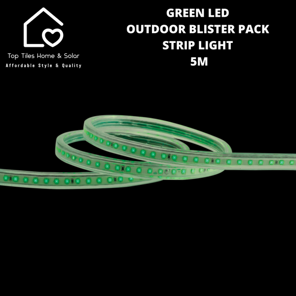 Green LED Outdoor Blister Pack Strip Light - 5m