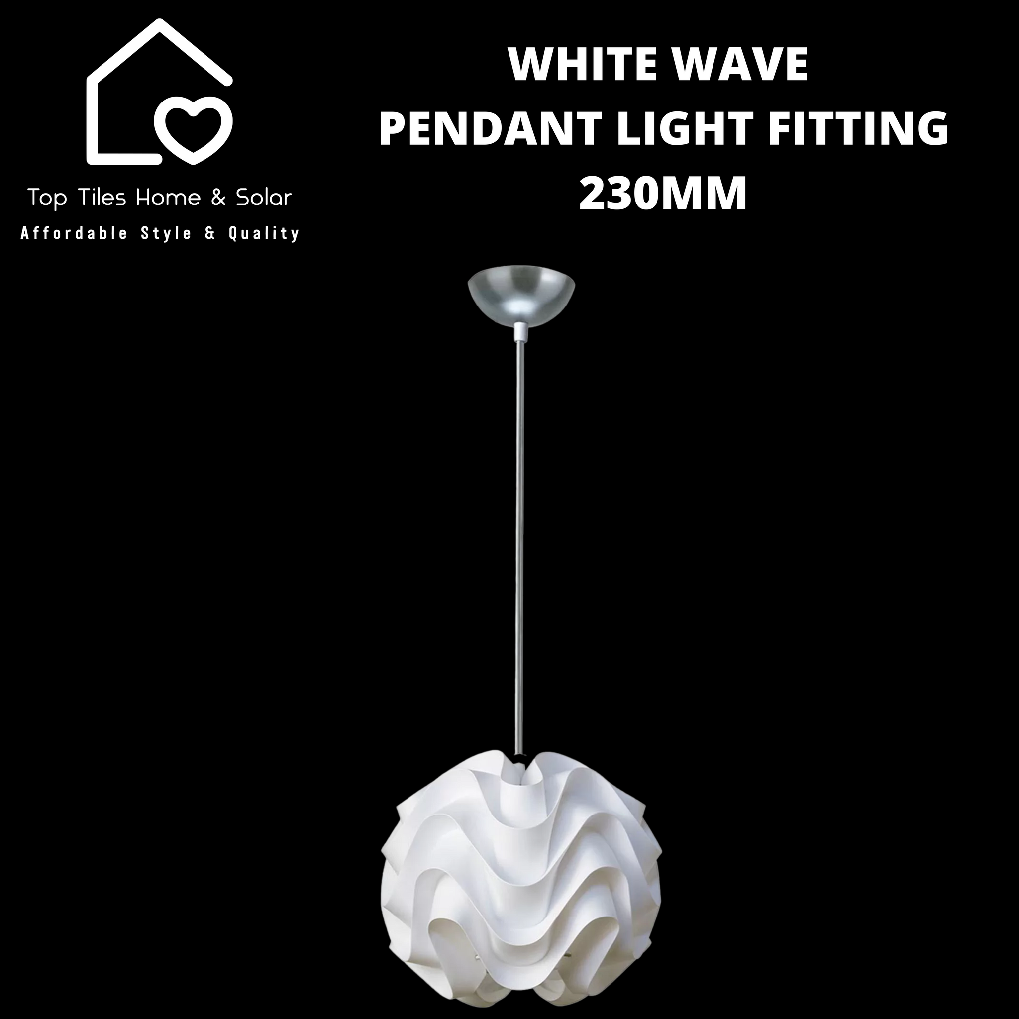 White Wave Pendant Light Fitting - 230mm