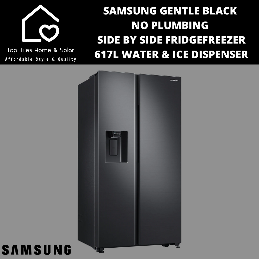 Samsung Gentle Black No Plumbing Side by Side Fridge Freezer 617L