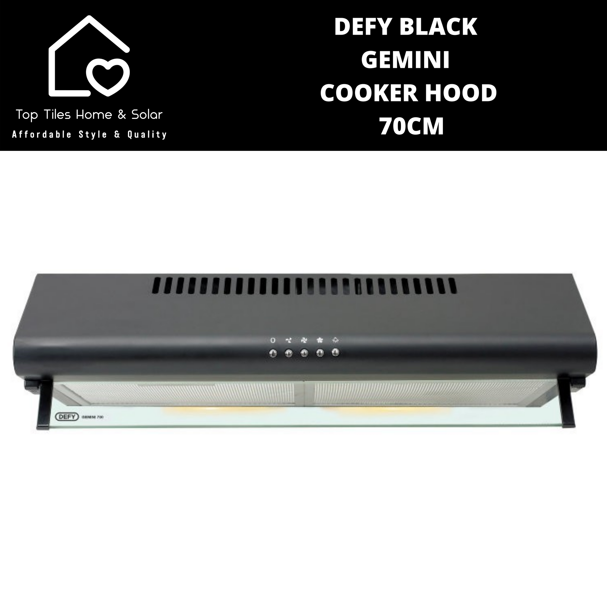 Defy Black Gemini Cooker Hood 70cm DCH293