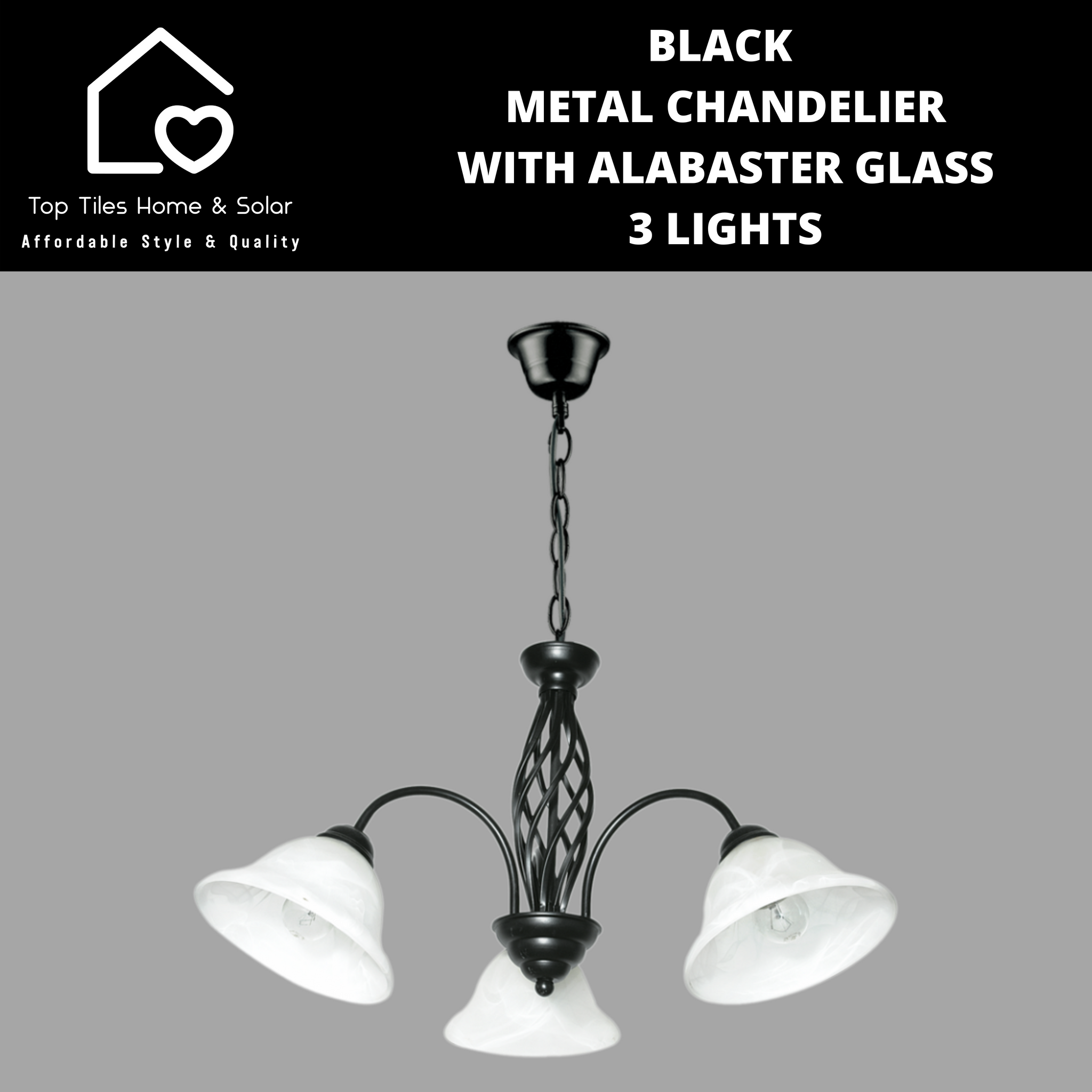 Black Metal Chandelier Chandelier - 3 Lights