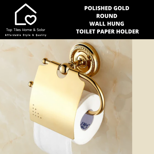 Polished Gold Round Wall Hung Toilet Paper Holder