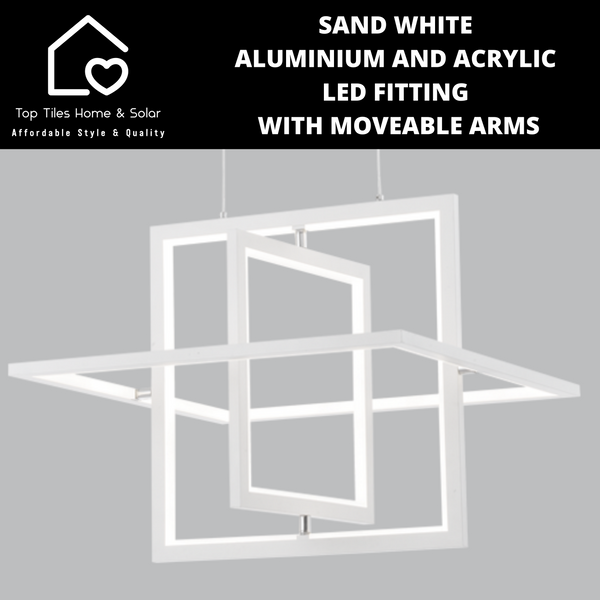 Sand White Aluminium and Acrylic LED Fitting with Moveable Arms