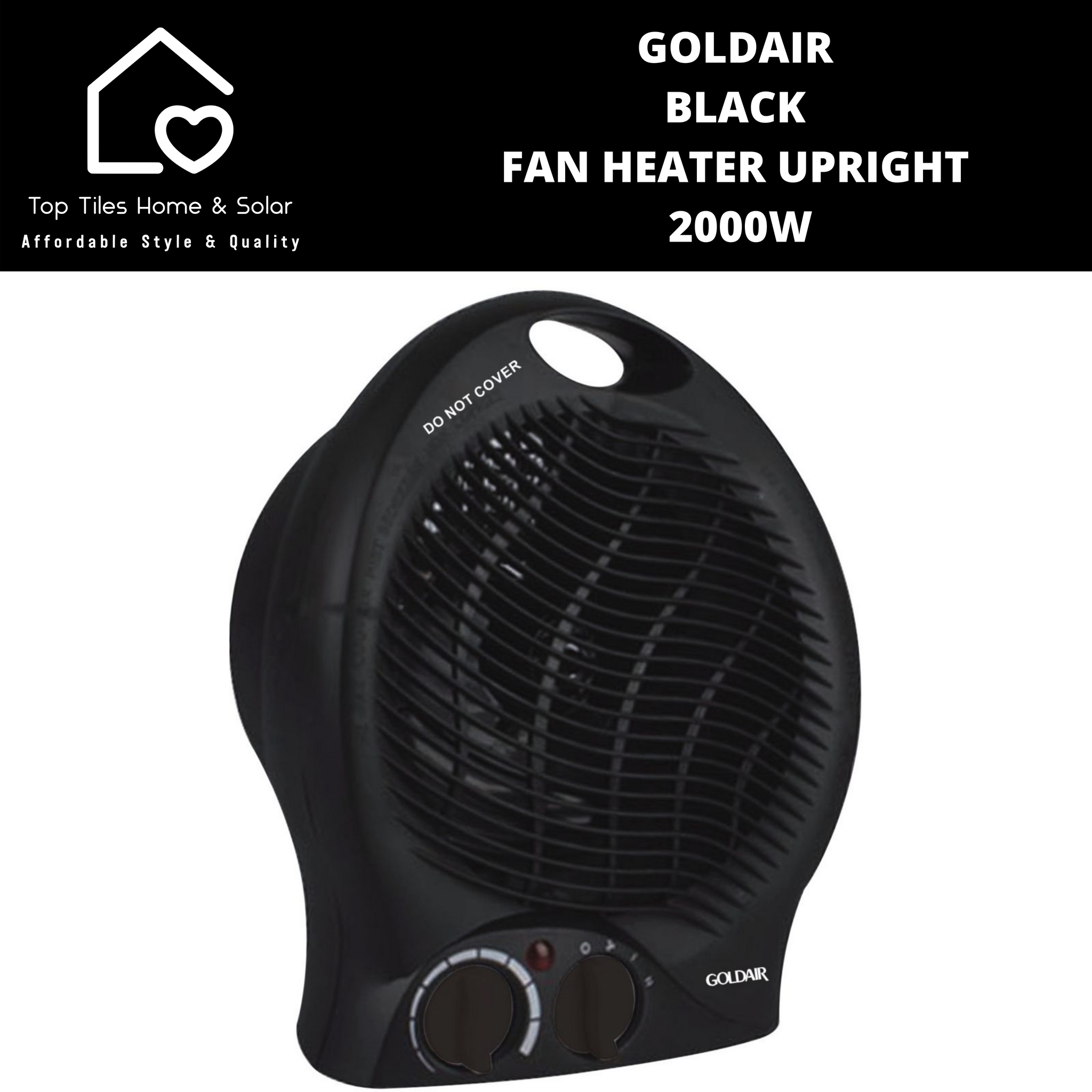 Goldair Black Fan Heater Upright - 2000W – Top Tiles Home u0026 Solar