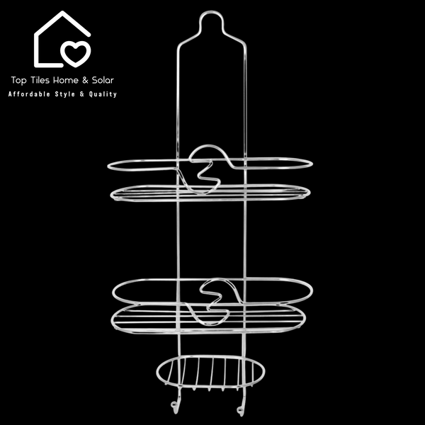 Wave Chrome 2 Tier Hook On Shower Caddy With Soap Basket
