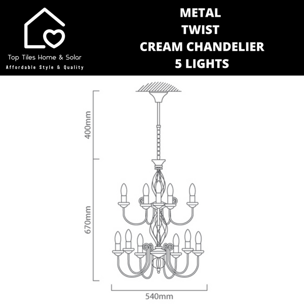 Metal Twist Cream Chandelier - 12 Lights