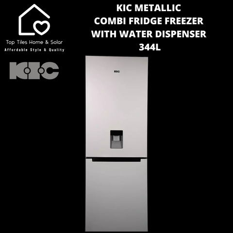 KIC Metallic Combi Fridge Freezer with Water Dispenser - 344L