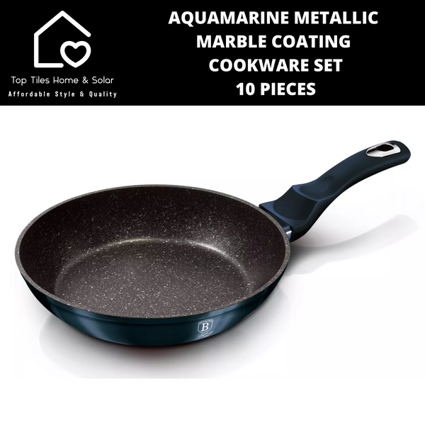 Aquamarine Metallic Marble Coating Cookware Set - 10 Pieces