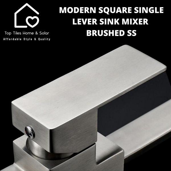 Modern Square Single Lever Sink Mixer - Brushed SS