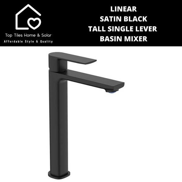 Linear Satin Black Tall Single Lever Basin Mixer