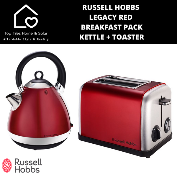 Russell Hobbs Legacy Red Breakfast Pack - Kettle & Toaster