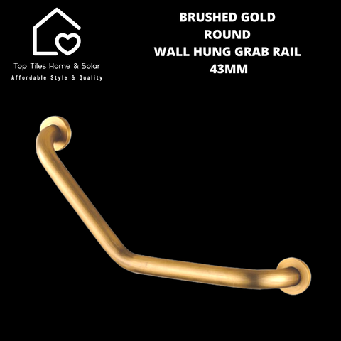 Brushed Gold Round Wall Hung Grab Rail - 43mm