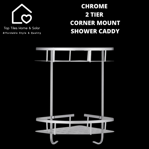Chrome 2 Tier Corner Mount Shower Caddy