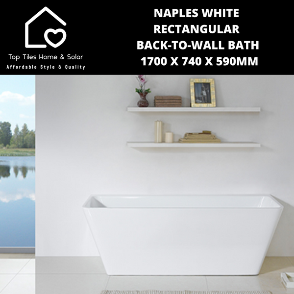 Naples White Rectangular Back-To-Wall Bath - 1700 x 740 x 590mm