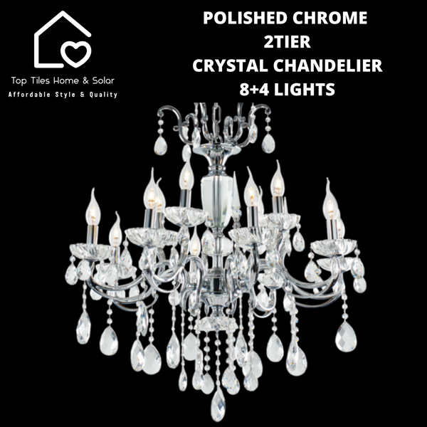 Polished Chrome 2Tier Crystal Chandelier  - 8+4 Lights