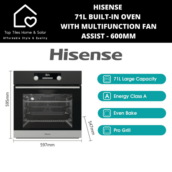 Hisense 71L Built-in Oven with Multifunction Fan Assist - 60cm