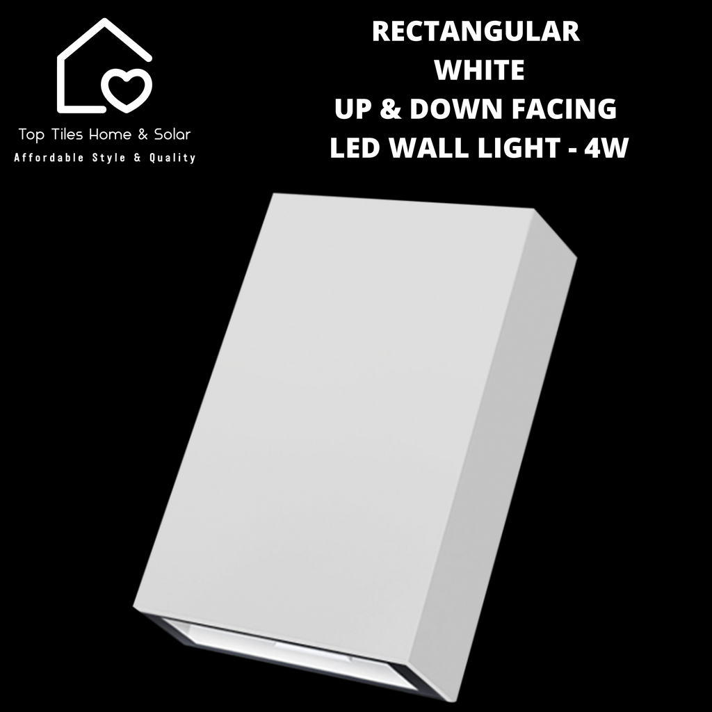 Rectangular White Up & Down Facing LED Wall Light - 4W – Top Tiles Home ...