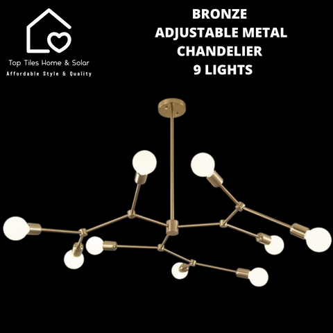 Bronze Adjustable Metal Chandelier - 9 Lights