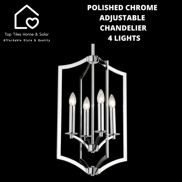 Polished Chrome Adjustable Chandelier - 4 Lights