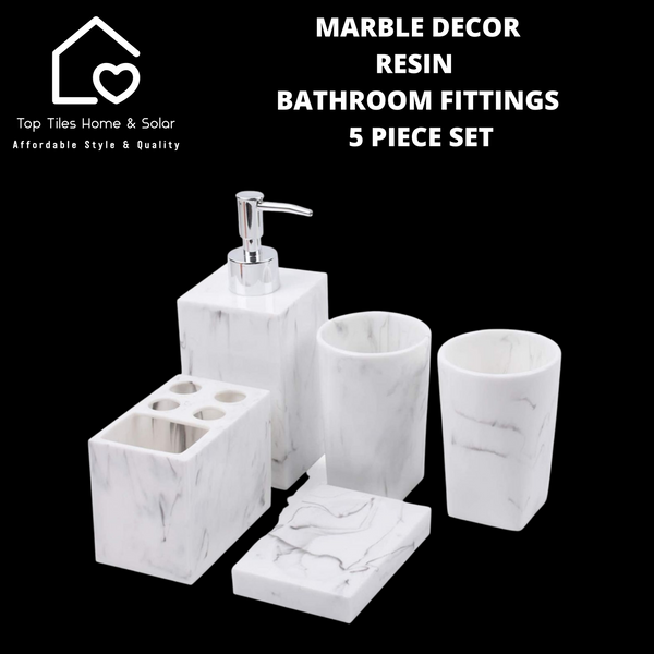Marble Decor Resin Bathroom Fittings - 5 Piece Set