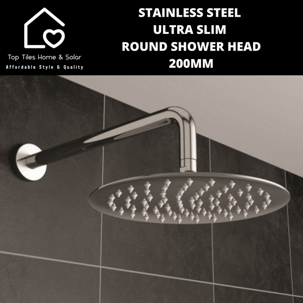 Stainless Steel Ultra Slim Round Shower Head - 200mm