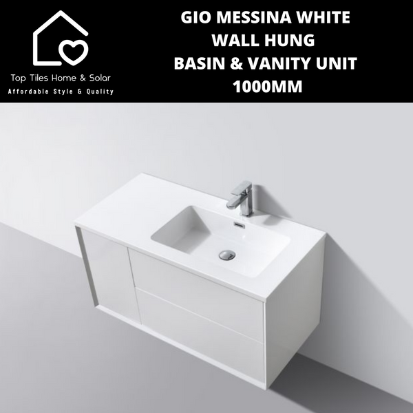 Gio Messina White Wall Hung Basin & Vanity Unit -  1000mm