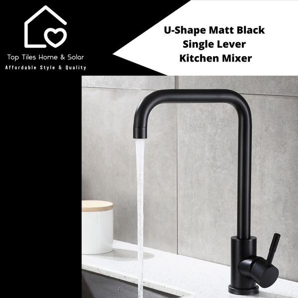 U-Shape Matt Black Single Lever Kitchen Mixer