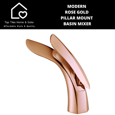 Modern Rose Gold Pillar Mount Basin Mixer