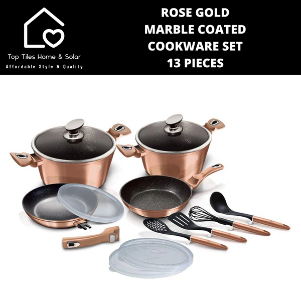 Rose Gold Marble Coated Cookware Set - 13 Pieces