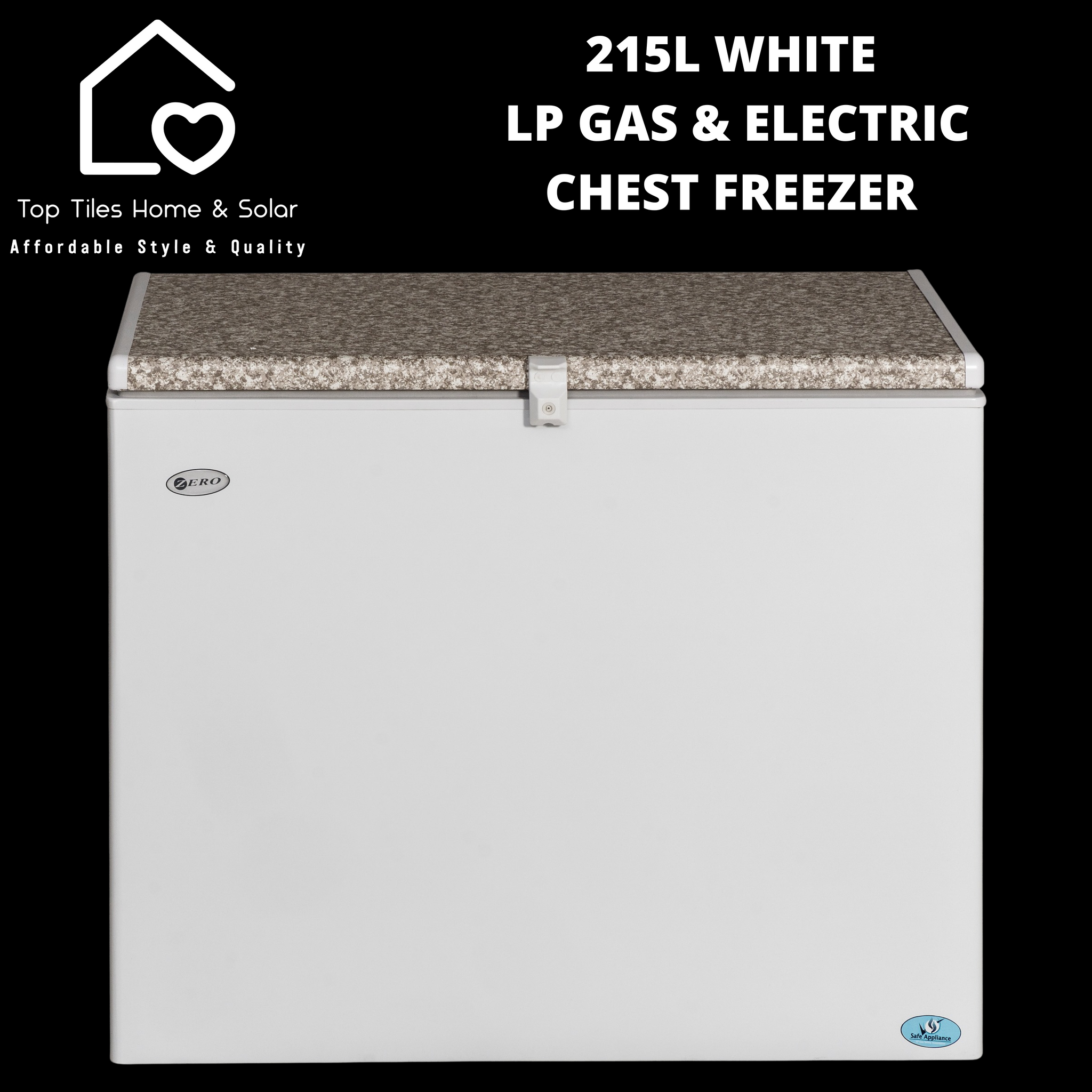 White LP Gas & Electric Chest Freezer 215L Top Tiles Home & Solar