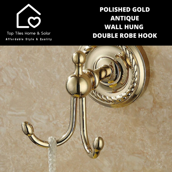 Polished Gold Antique Wall Hung Double Robe Hook