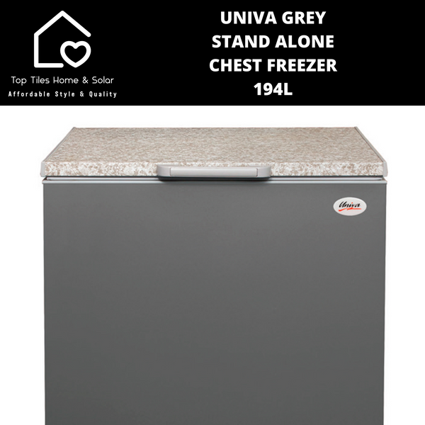 Univa Grey Stand Alone Chest Freezer - 194L